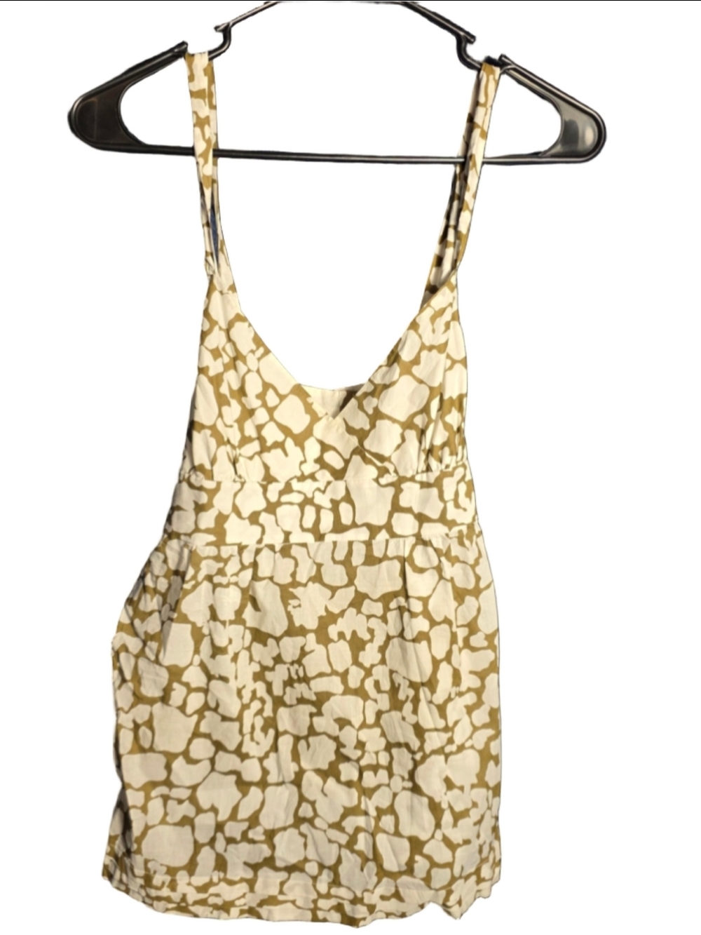 Women's J.Crew tank top Size S White Olive Patterned Cotton boho beach